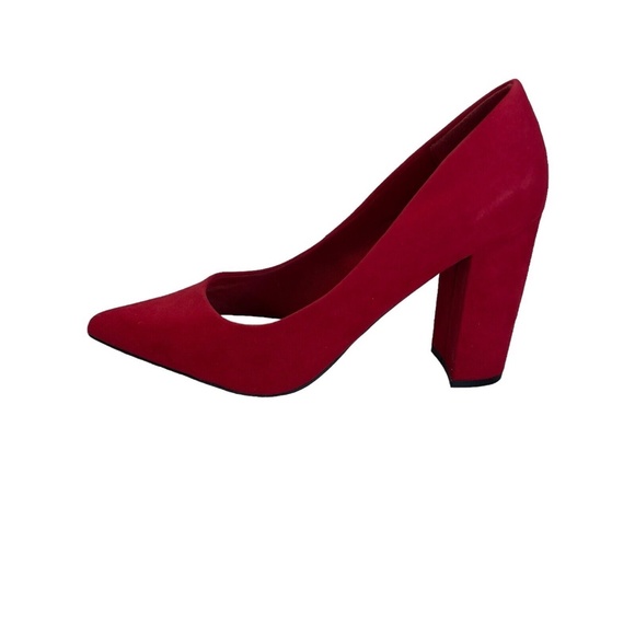 Bamboo Womens 9M Red Velvet Pump Heels - Picture 6 of 10